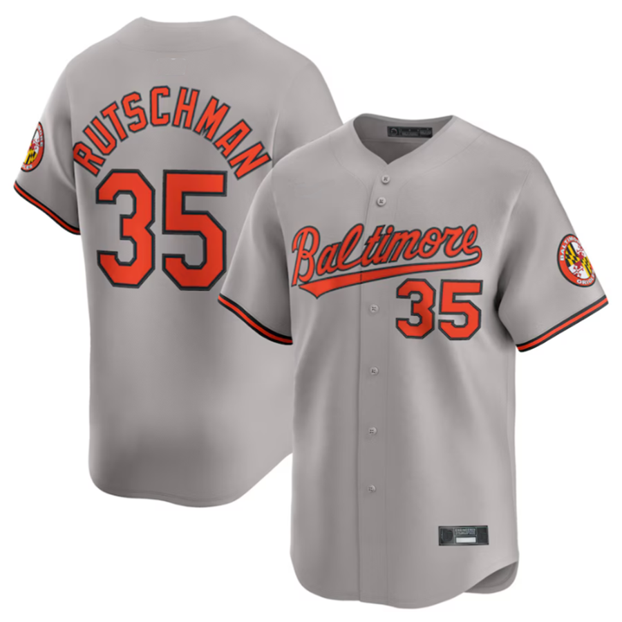 B.Orioles #35 Adley Rutschman Gray Limited Player Game Jersey American Stitched Baseball Jerseys
