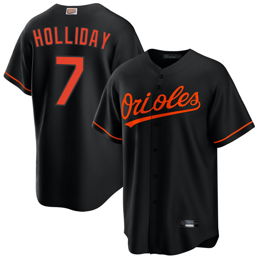 B.Orioles #7 Jackson Holliday Player Black Replica Game Baseball Jerseys