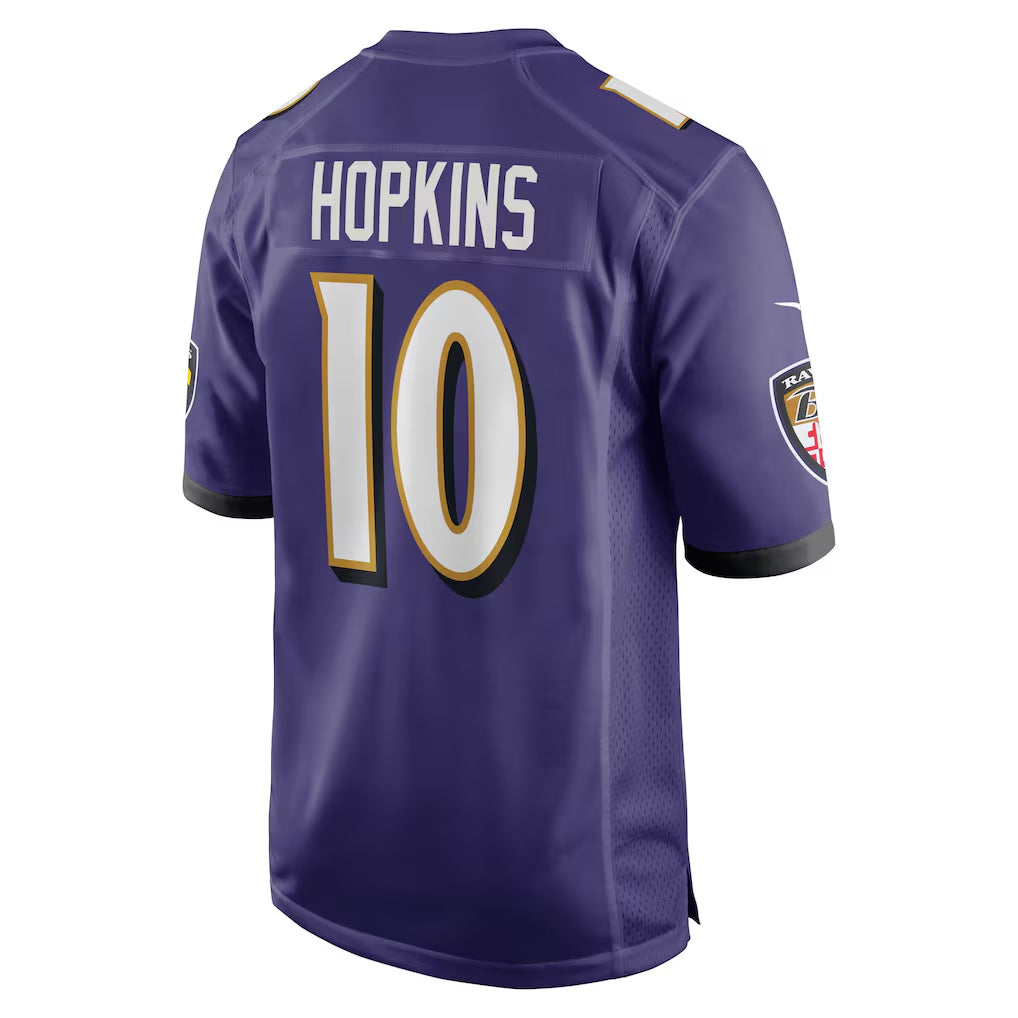 B.Ravens #10 DeAndre Hopkins Player Purple Home Game Football Jerseys