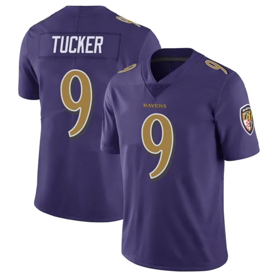 B.Ravens #9 Justin Tucker Player Purple Limited Game Football Jerseys
