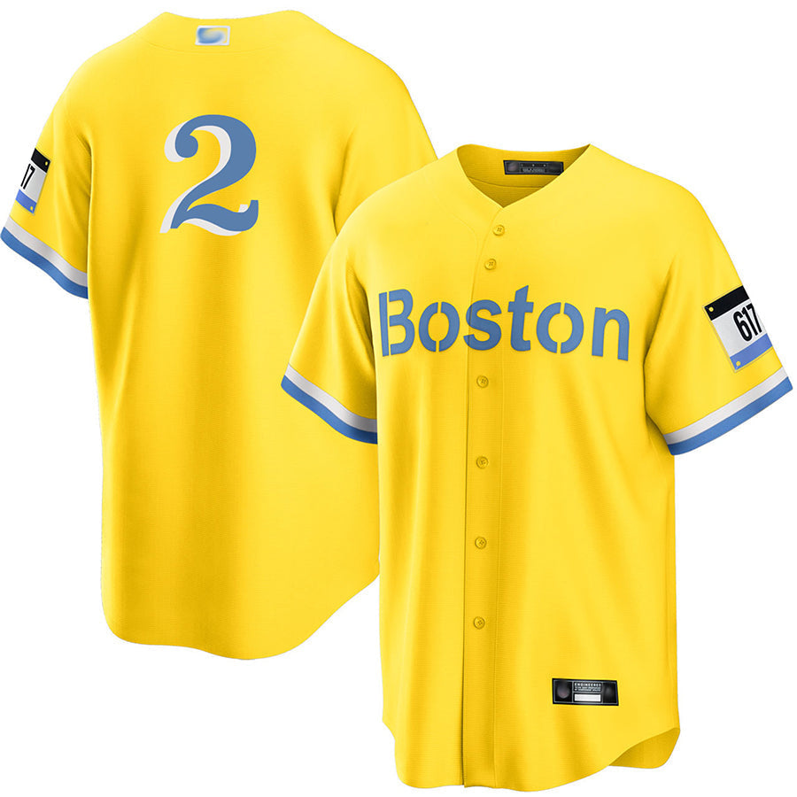 B.Red Sox #2 Alex Bregman Player Gold City Connect Replica Baseball Jerseys