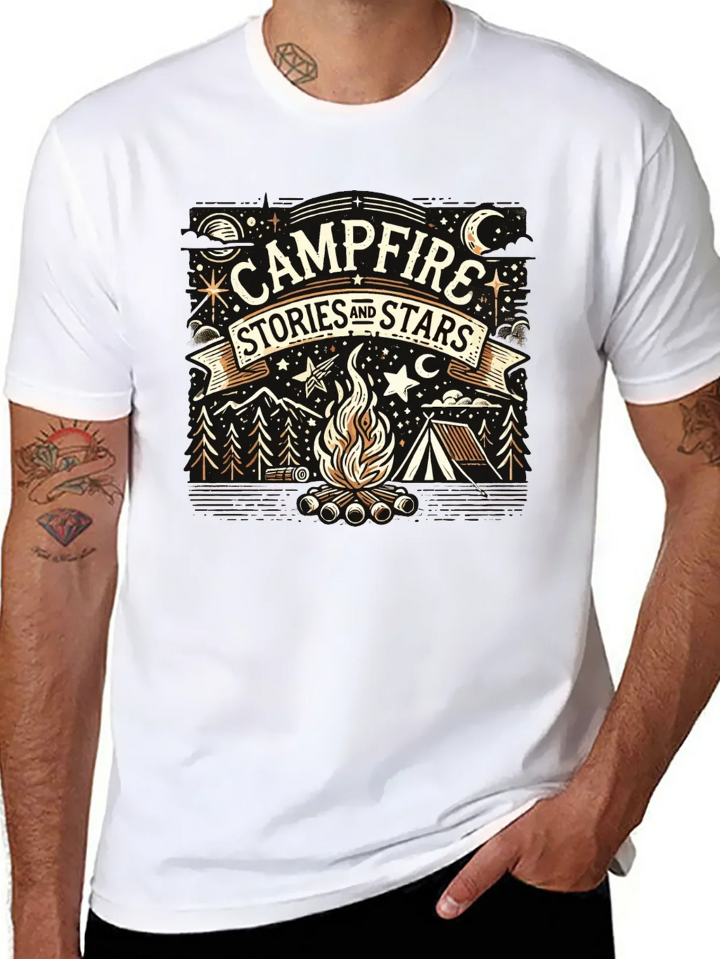Campfire Stories and Stars Graphic Tee