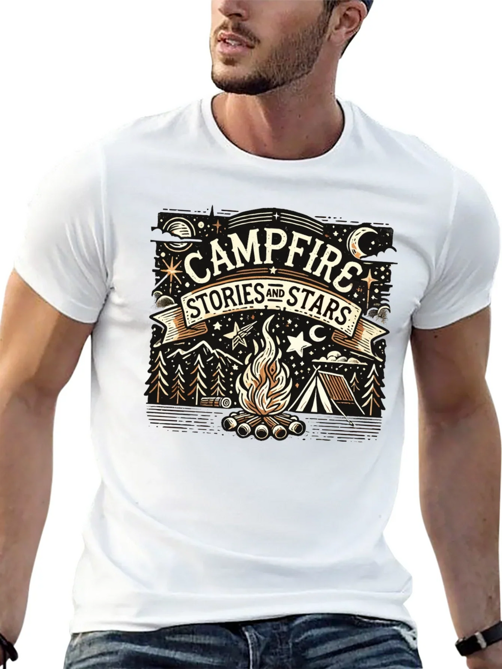 Campfire Stories and Stars Graphic Tee