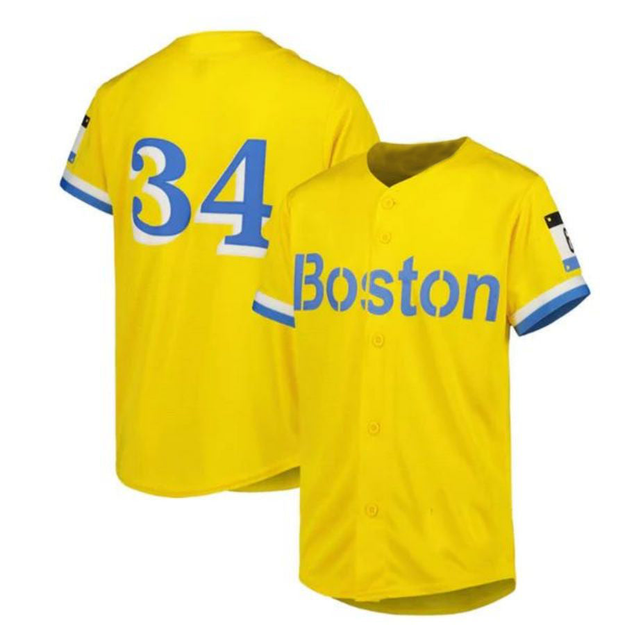 #34 David Ortiz B.Red Sox City Connect Replica Player Gold Baseball Jerseys