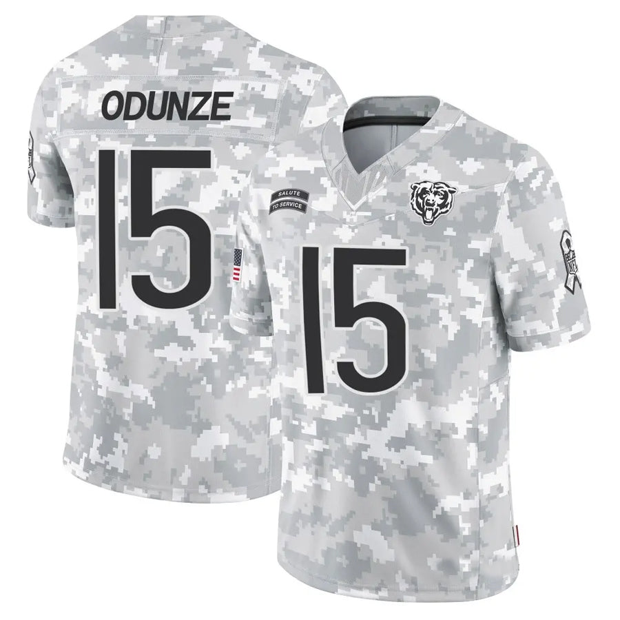 C.Bears #15 Rome Odunze Player Arctic Camo Salute to Service Limited Football Jerseys