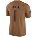 C.Bengals #1 Ja'Marr Chase Player BROWN Salute To Service Limited Football Jerseys