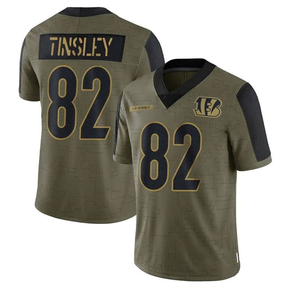 C.Bengals #82 Mitchell Tinsley Player Salute To Service Limited Olive Football Jerseys