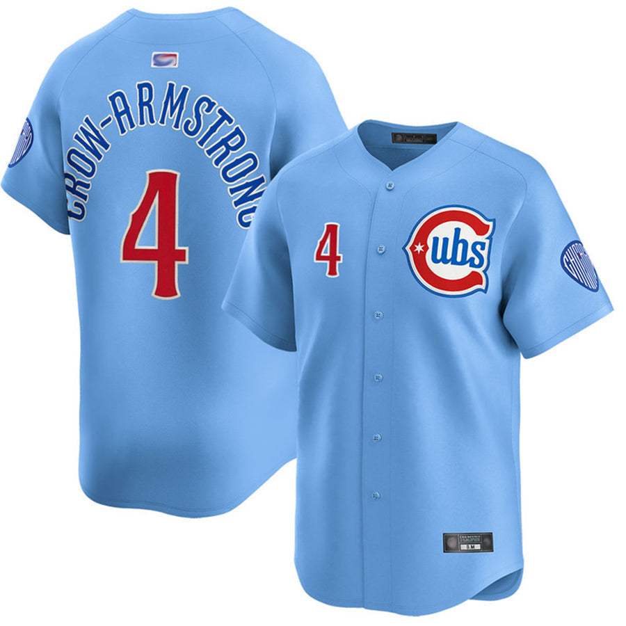 C.Cubs #4 Pete Crow-Armstrong Player Blues Limited Baseball Jerseys