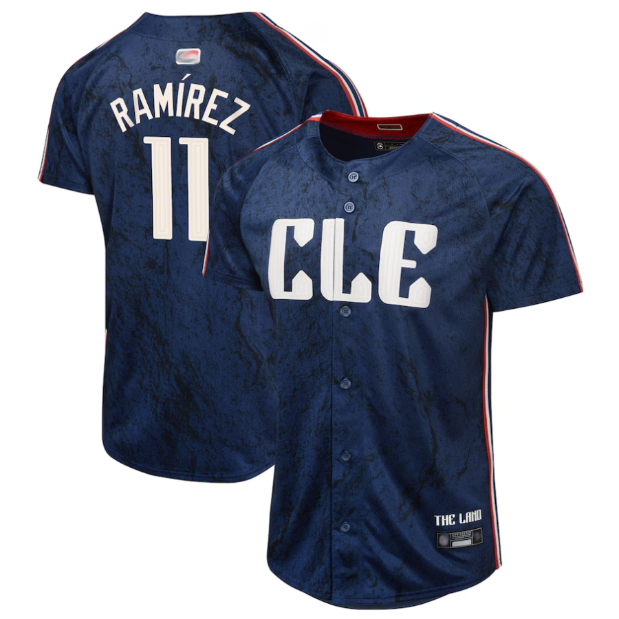 C.Guardians #11 Jose Ramirez Player Navy City Connect Limited Baseball Jerseys
