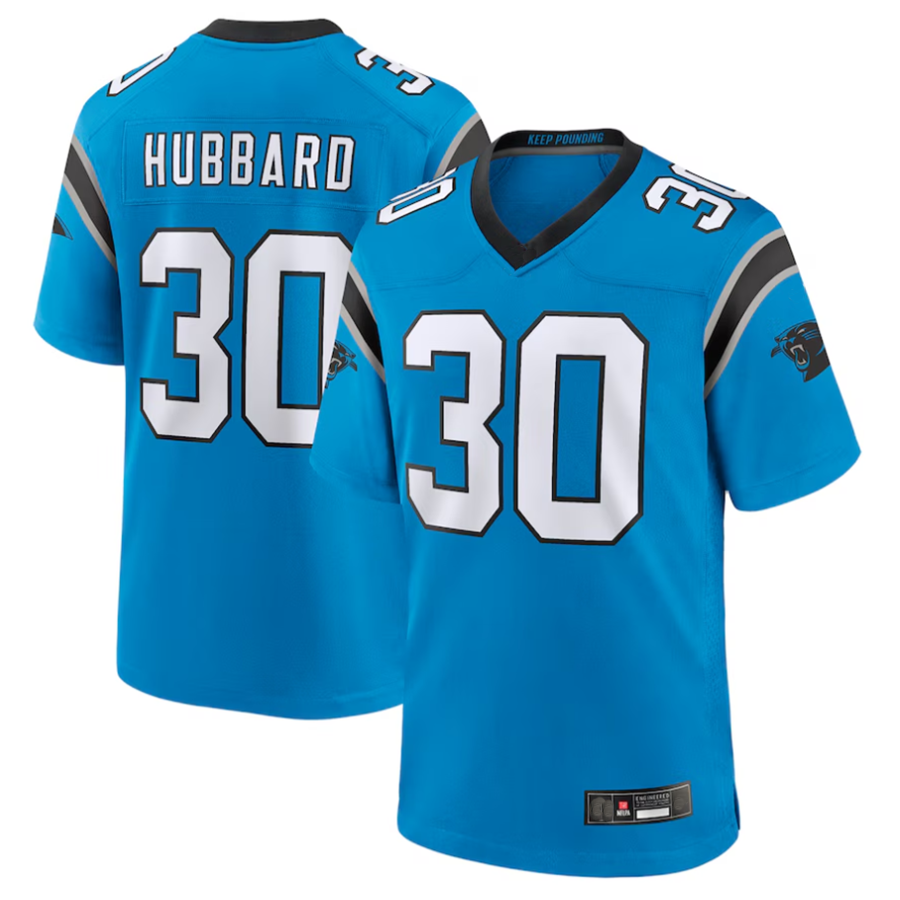 C.Panthers #30 Chuba Hubbard Player Blue Game Football Jerseys