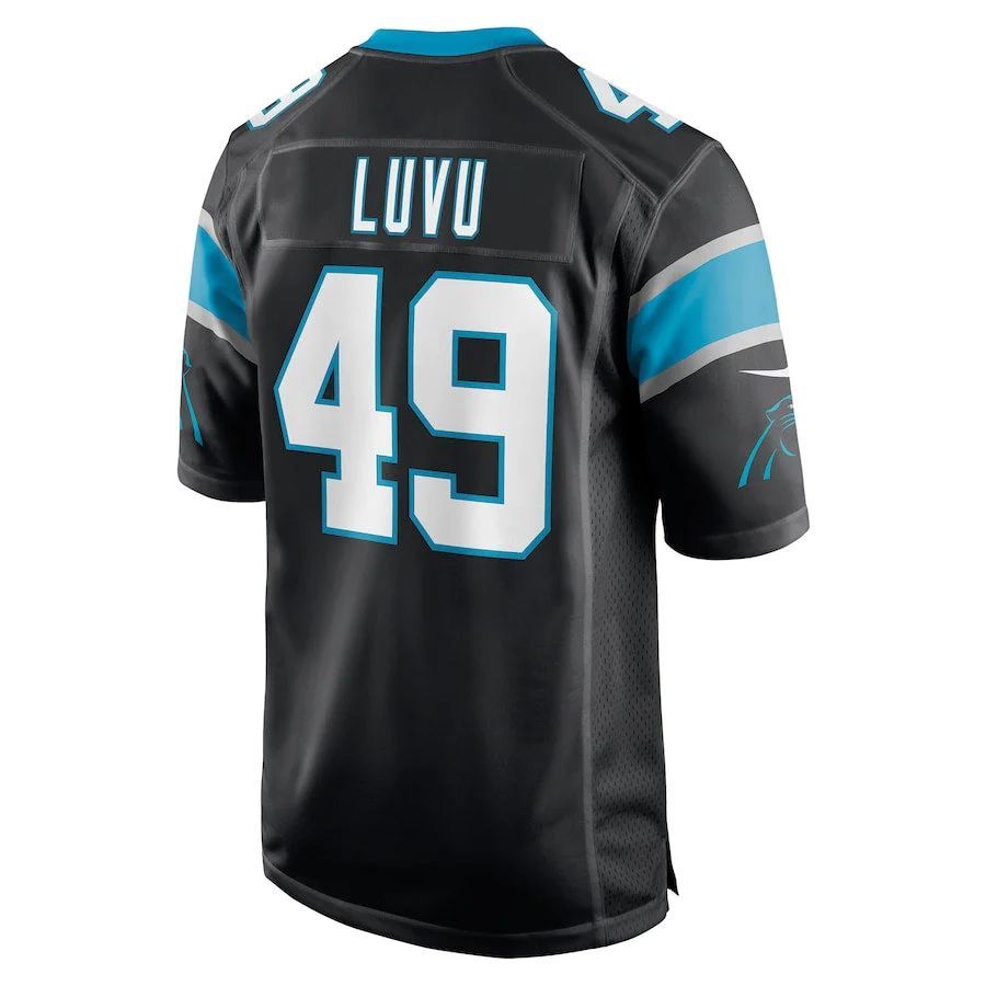 C.Panthers #49 Frankie Luvu Player Black Home Game Football Jerseys