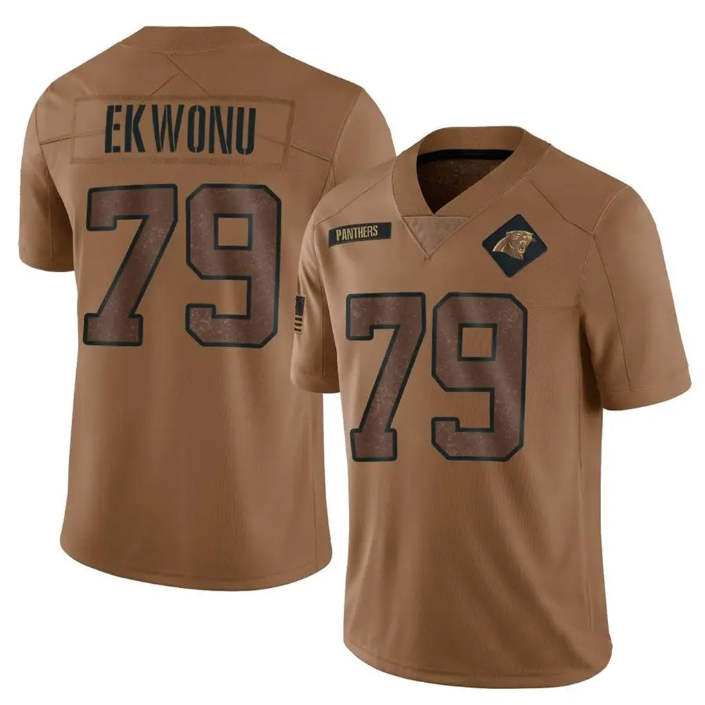 C.Panthers #79 Ikem Ekwonu Player Brown Salute To Service Limited Football Jerseys