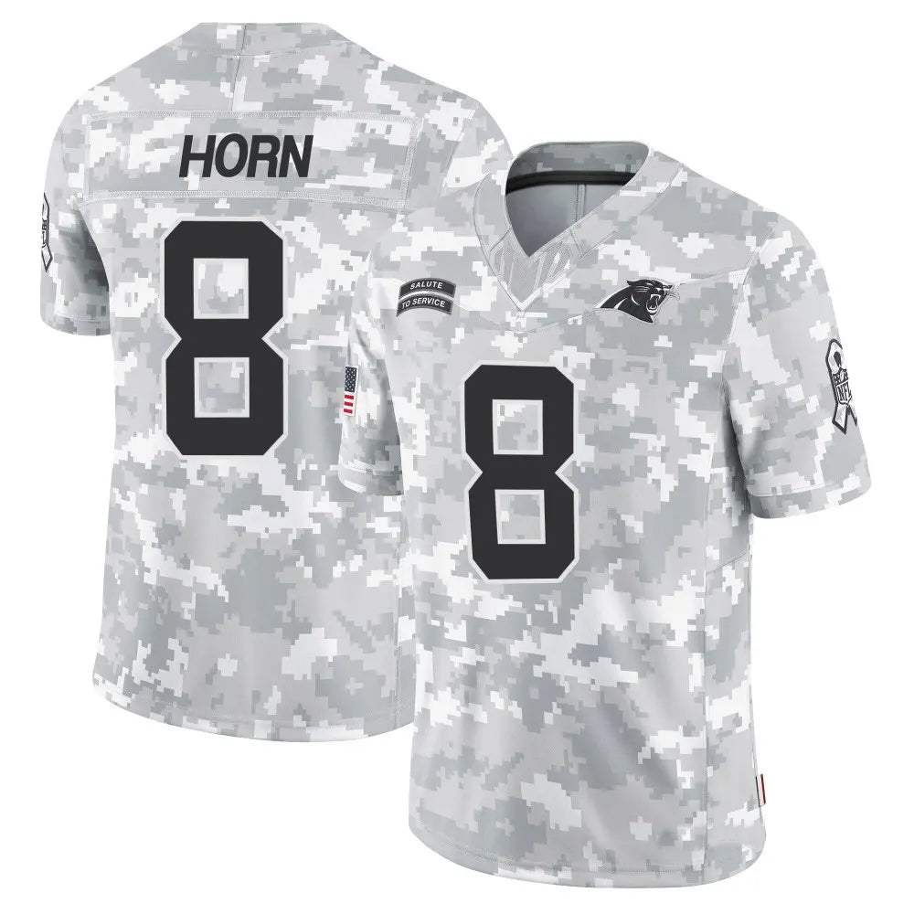 C.Panthers #8 Jaycee Horn Player Arctic Camo Salute to Service Limited Football Jerseys