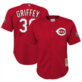 C.Reds #30 Ken Griffey Jr. Player  Red Cooperstown Collection Mesh Batting Practice Baseball Jerseys