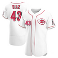 C.Reds #43 Alexis Diaz Player White Home Replica Elite Baseball Jerseys