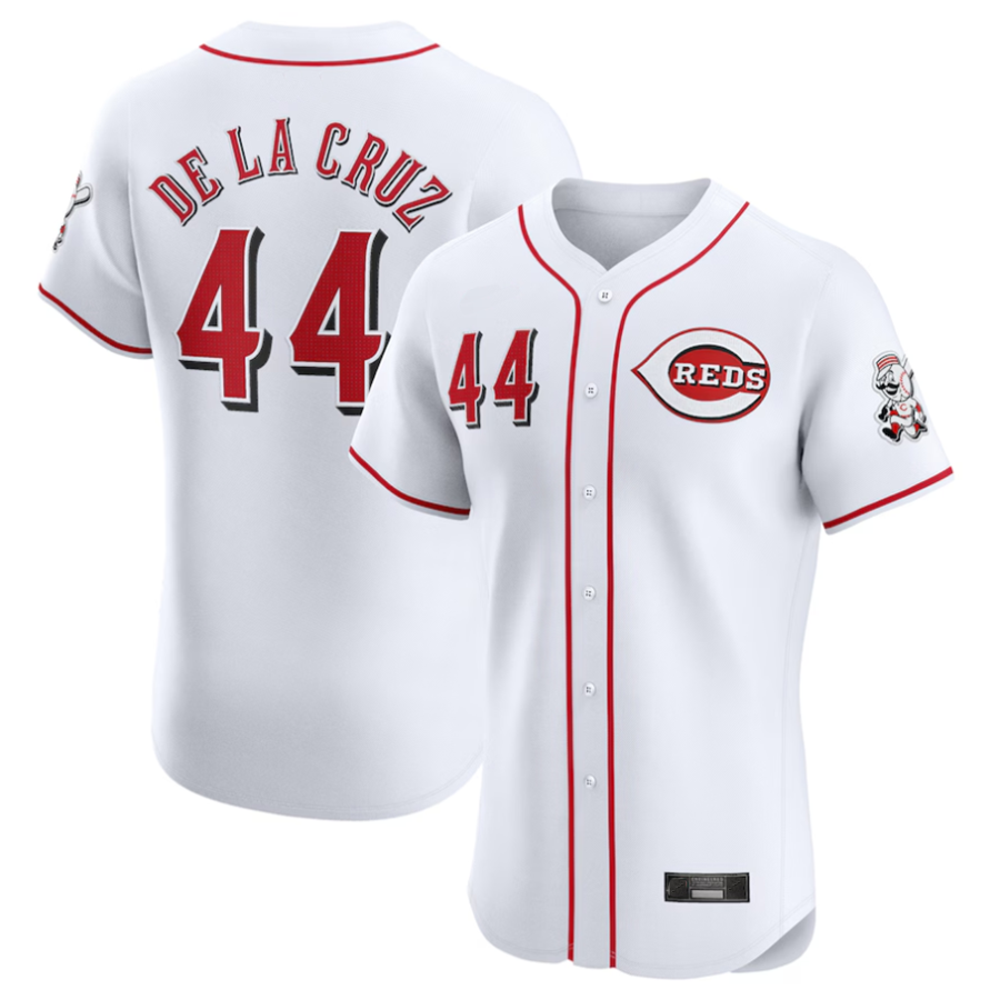 C.Reds #44 Elly De La Cruz Player White Home Elite Baseball Jerseys