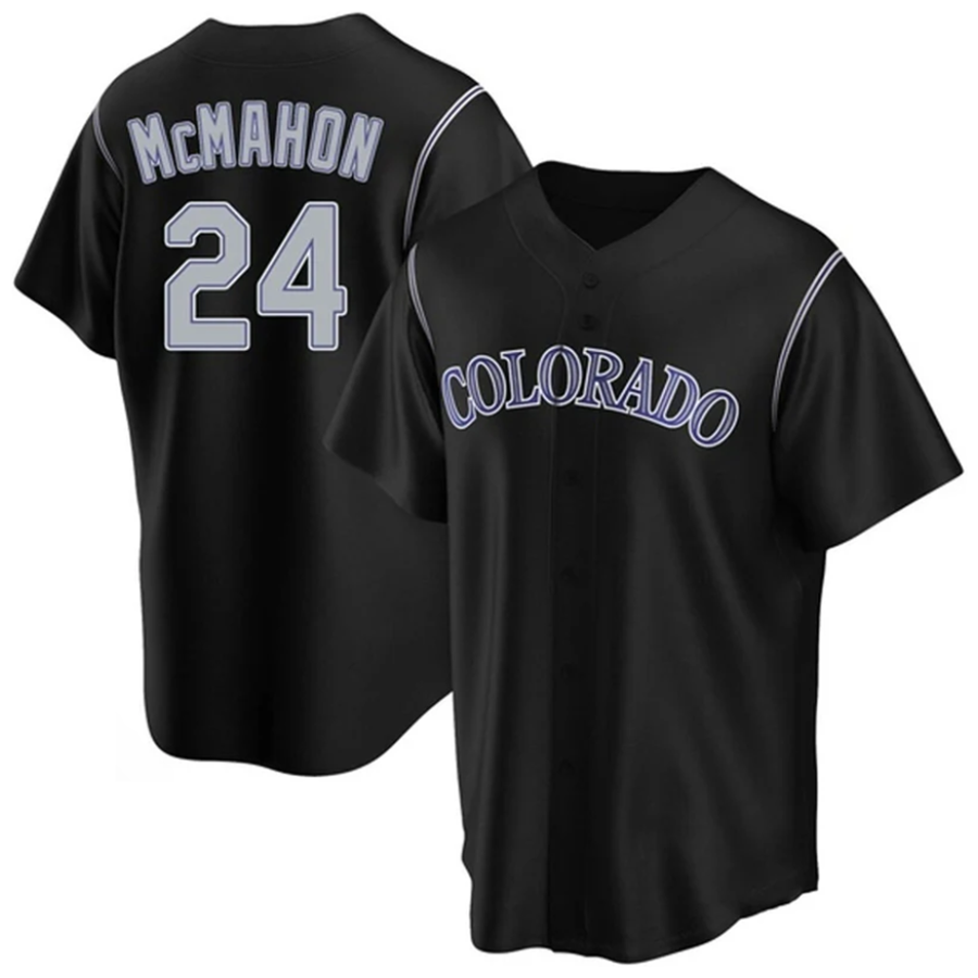 C.Rockies #24 Ryan McMahon Player Black Replica Baseball Jerseys