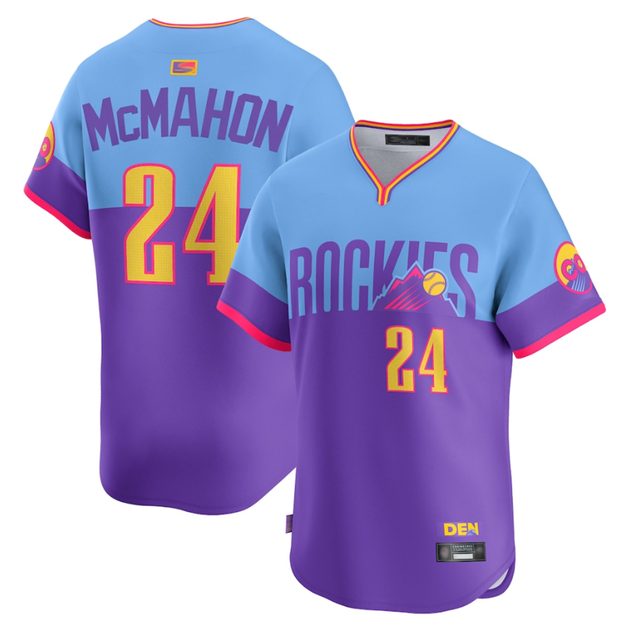 C.Rockies #24 Ryan McMahon Player Purple-Light Blue City Connect Limited Baseball Jerseys