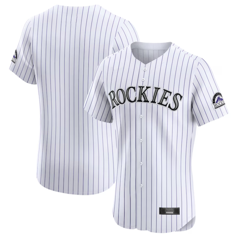 C.Rockies Blank Player White Home Elite Baseball Jerseys