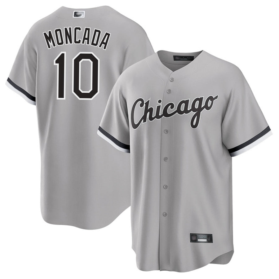 C.White Sox #10 Yoan Moncada Player Gray Road Replica Baseball Jerseys