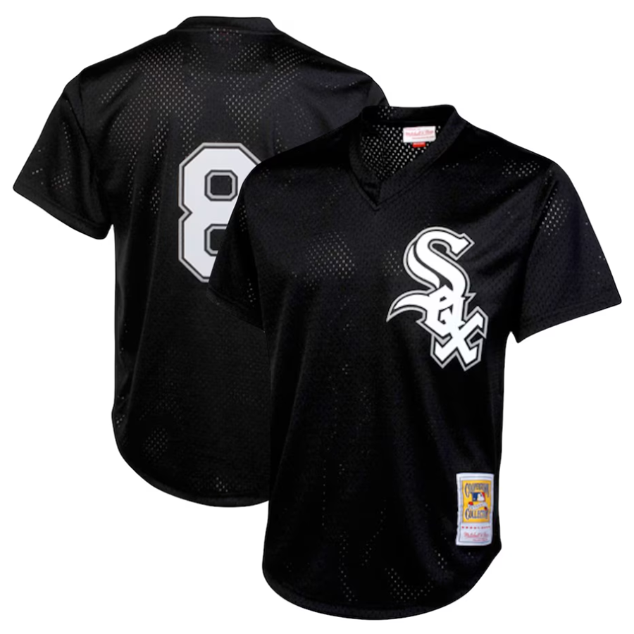 C.White Sox #8 Bo Jackson Player Black Cooperstown Collection Big & Tall Mesh Batting Practice Baseball Jerseys