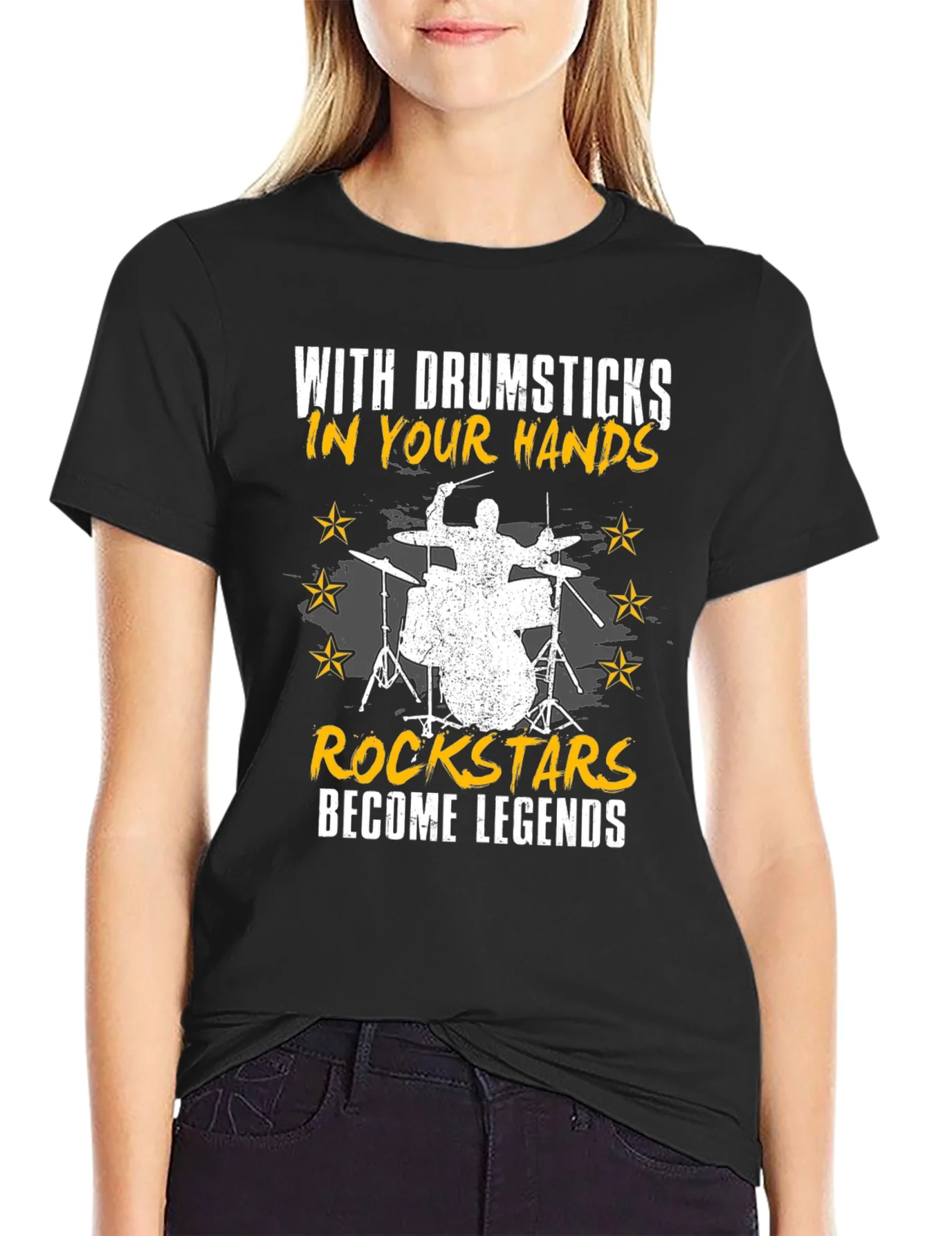 Drummer Rockstar T-Shirt - With Drumsticks In Your Hands - Unisex