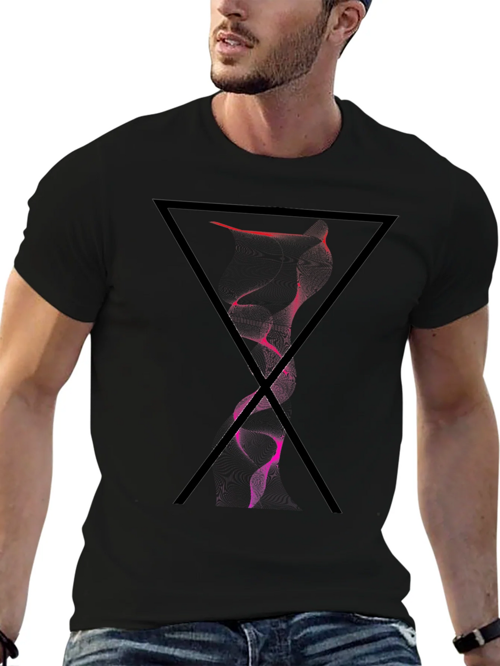 Abstract Triangle Graphic Tee - Black