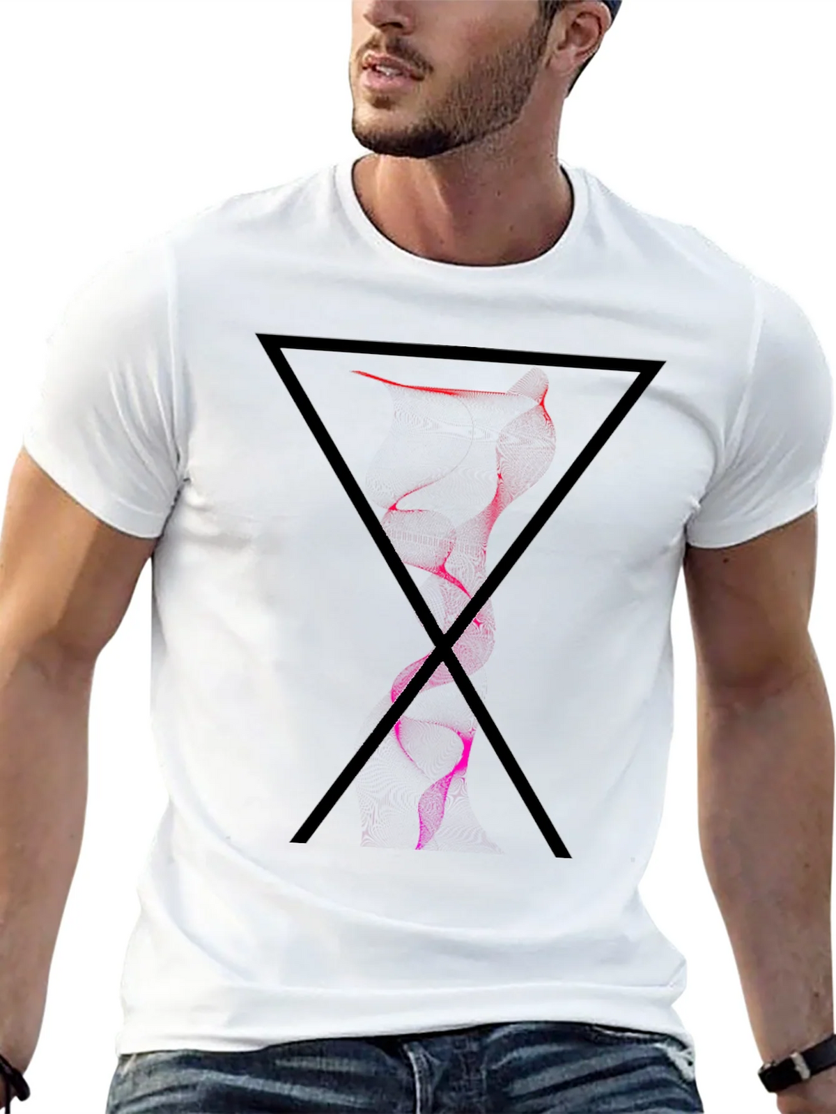 Abstract Triangle Graphic Tee - Black