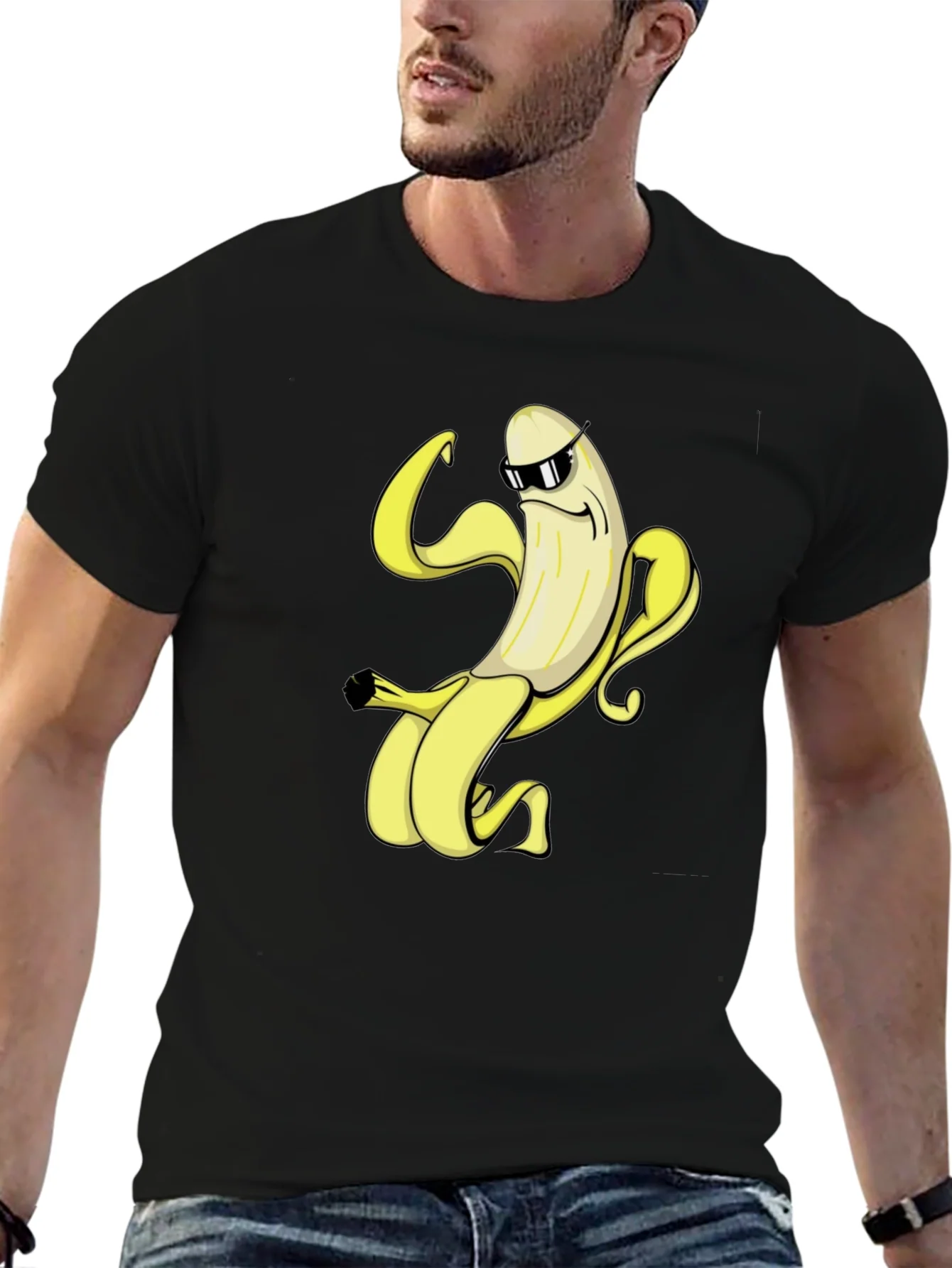 Cool Banana Graphic Tee - Black Cotton T-Shirt