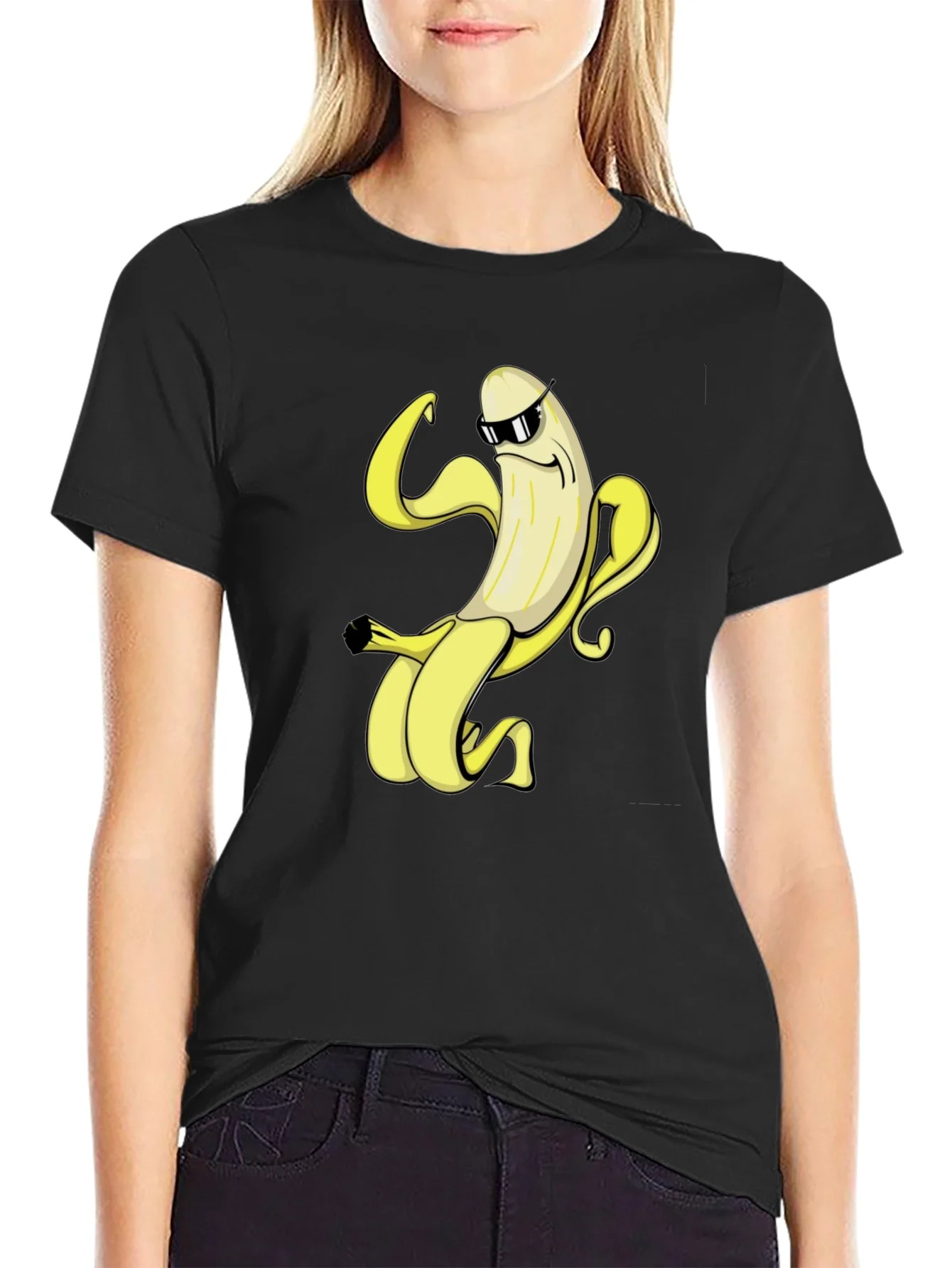 Cool Banana Graphic Tee - Black Cotton T-Shirt