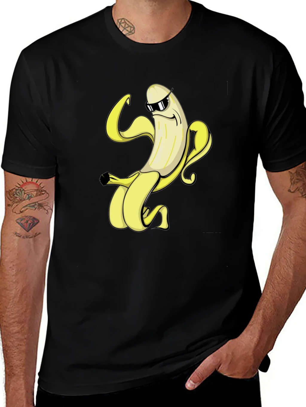Cool Banana Graphic Tee - Black Cotton T-Shirt