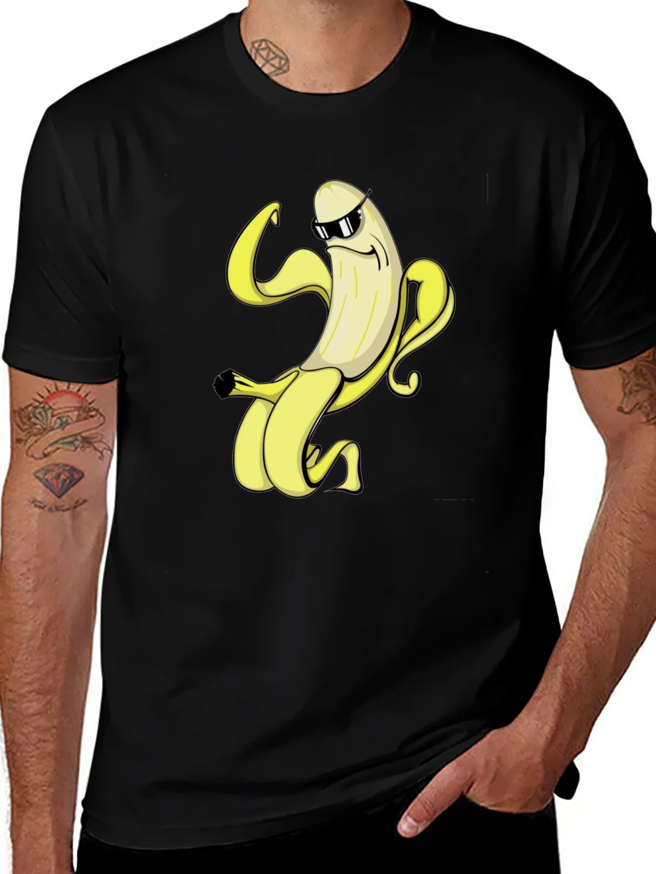Cool Banana Graphic Tee - Black Cotton T-Shirt