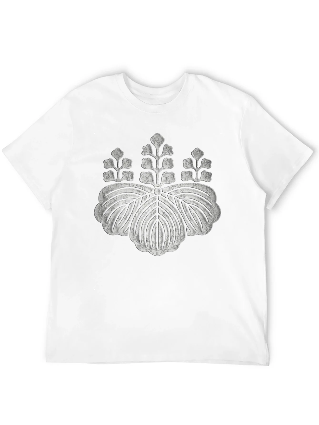Black T-Shirt with Distressed Japanese Crest Design