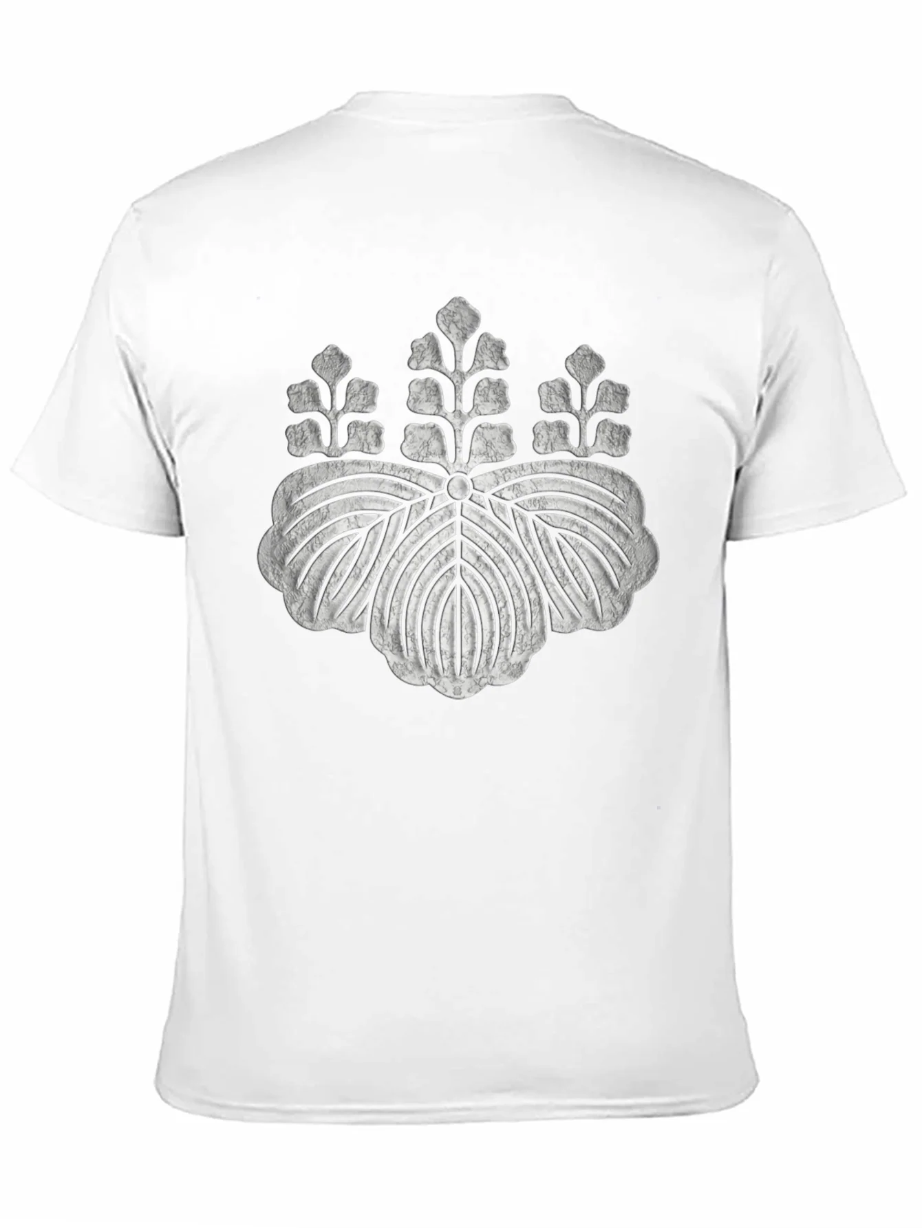 Black T-Shirt with Distressed Japanese Crest Design