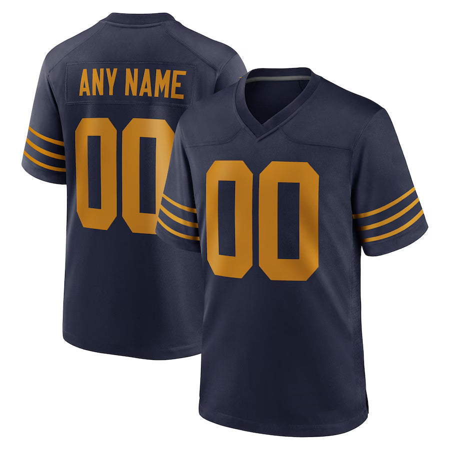 Custom GB.Packers Navy Game Alternate Football Jerseys