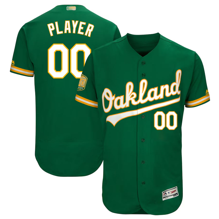 Custom Athletics Kelly Green 50th Anniversary Replica Baseball Jerseys
