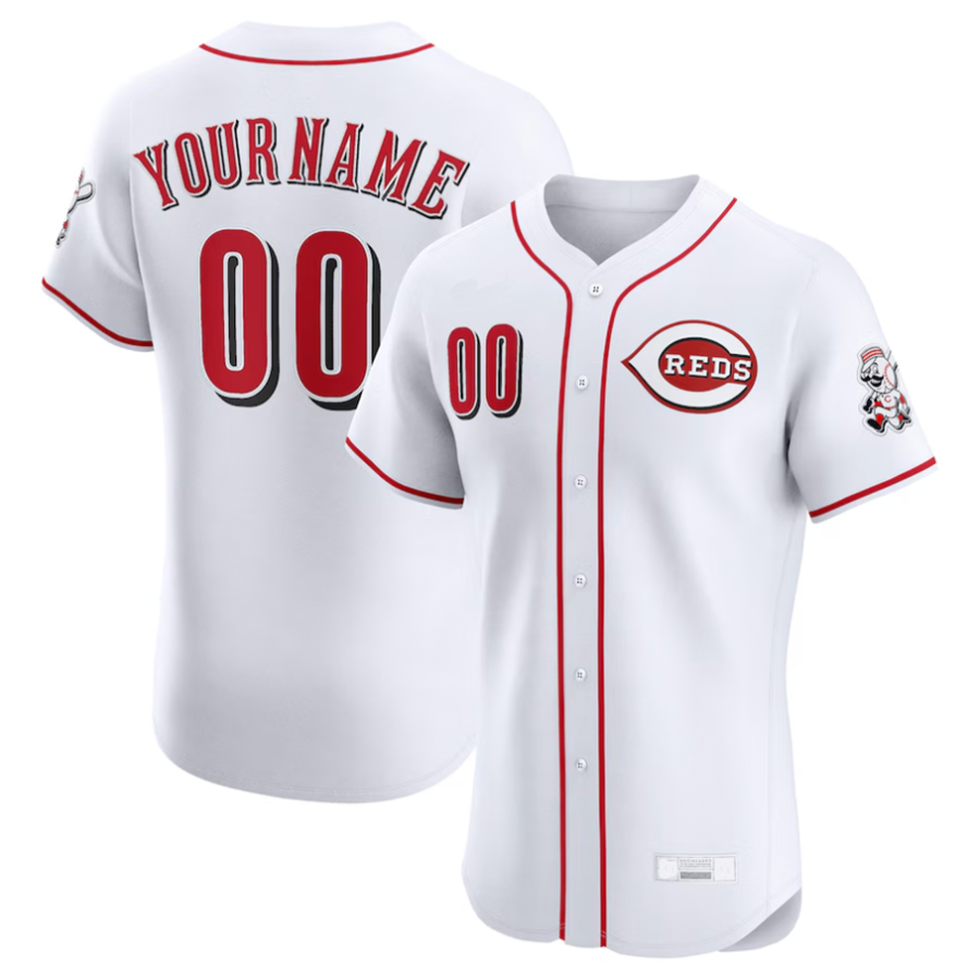 Custom C.Reds White Home Elite Baseball Jerseys