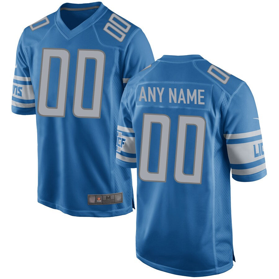 Custom D.Lions Blue Replica Game Football Jerseys