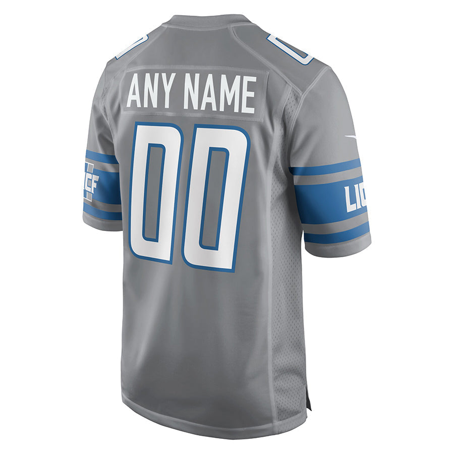 Custom D.Lions Gray Replica Game Football Jerseys