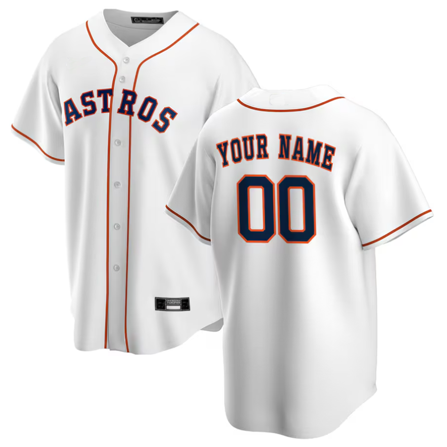 Custom H.Astros White Home Replica Game Baseball Jerseys
