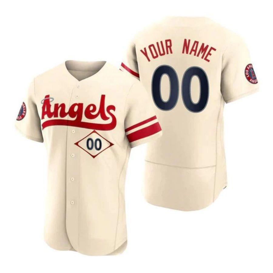 Custom LA.Angels Cream Stitched City Connect Elite Baseball Jerseys