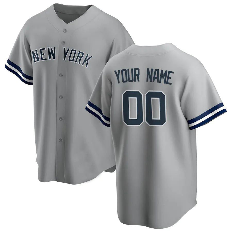 Custom NY.Yankees Gray Road Replica Baseball Jerseys