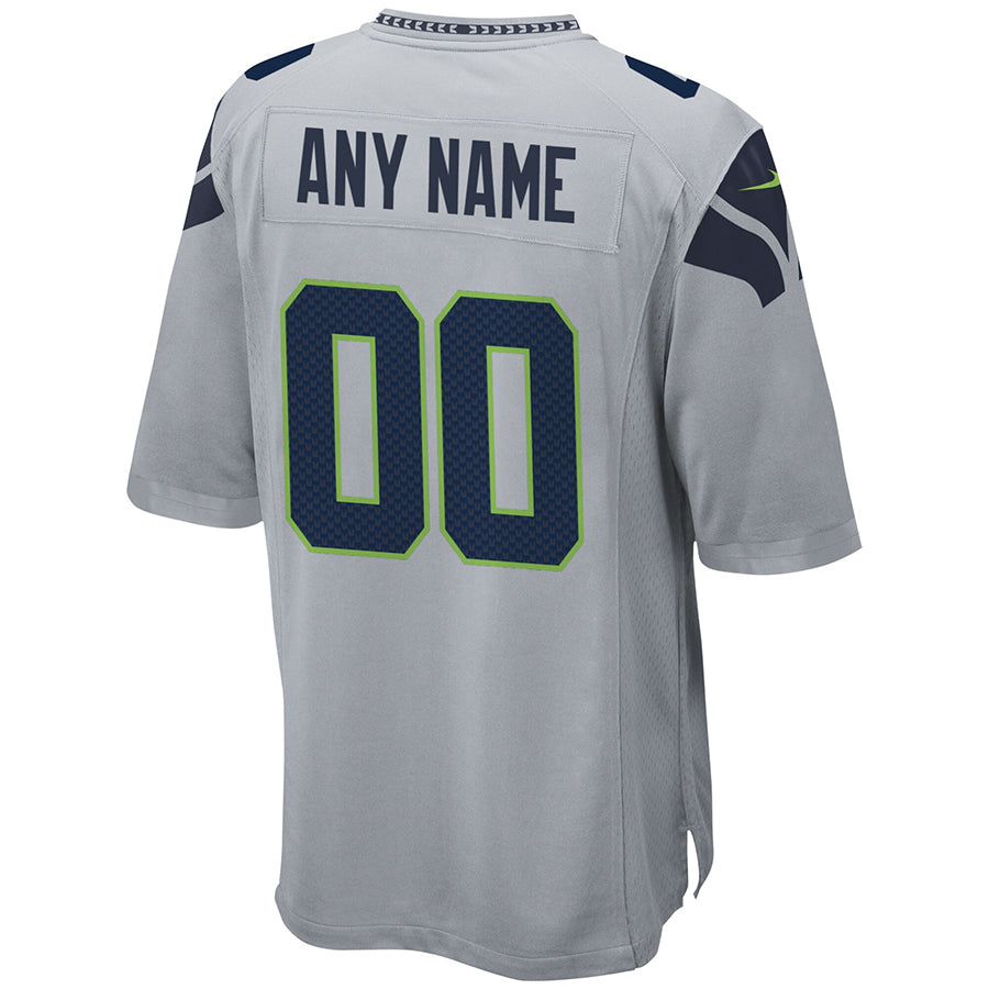 Custom S.Seahawks Gray Alternate Game Football Jerseys