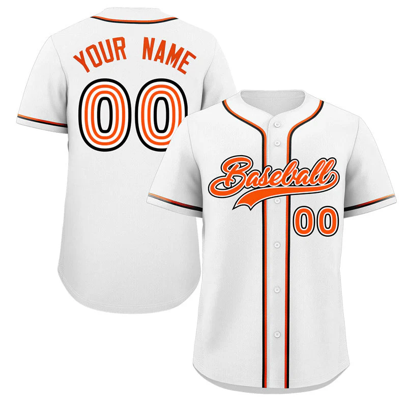 Custom White Orange-Black Classic Style Authentic Baseball Jersey