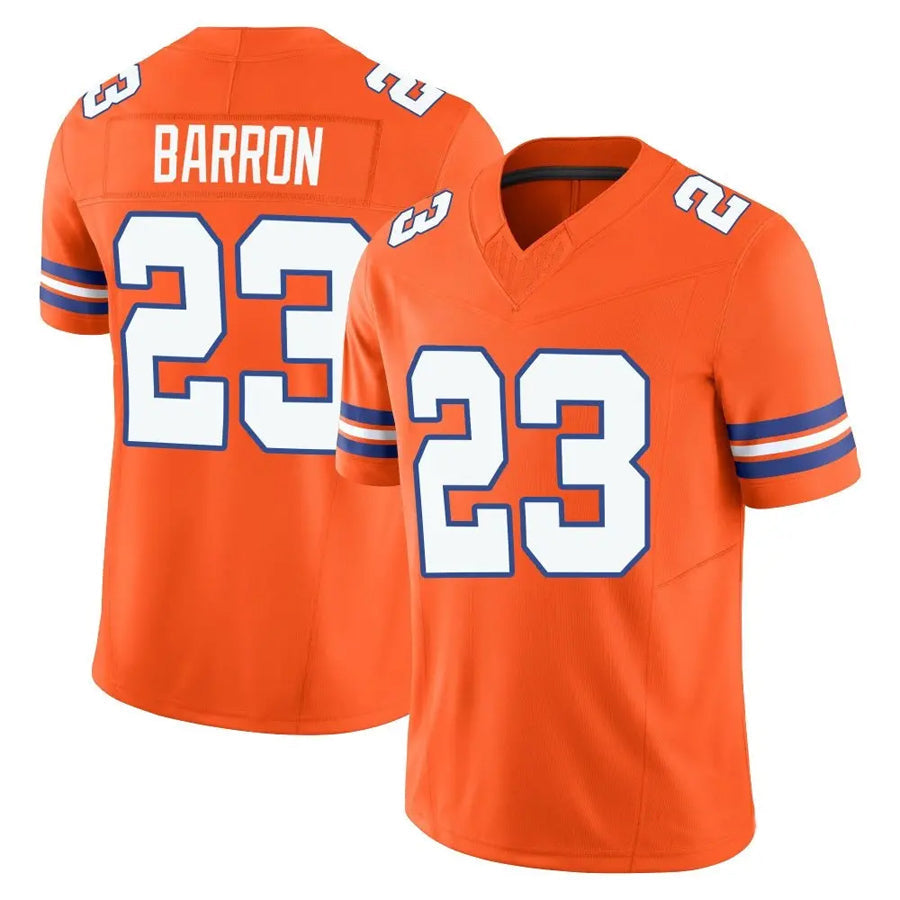 D.Broncos #23 Jahdae Barron Player Orange Vapor F.U.S.E. Limited Football Jerseys