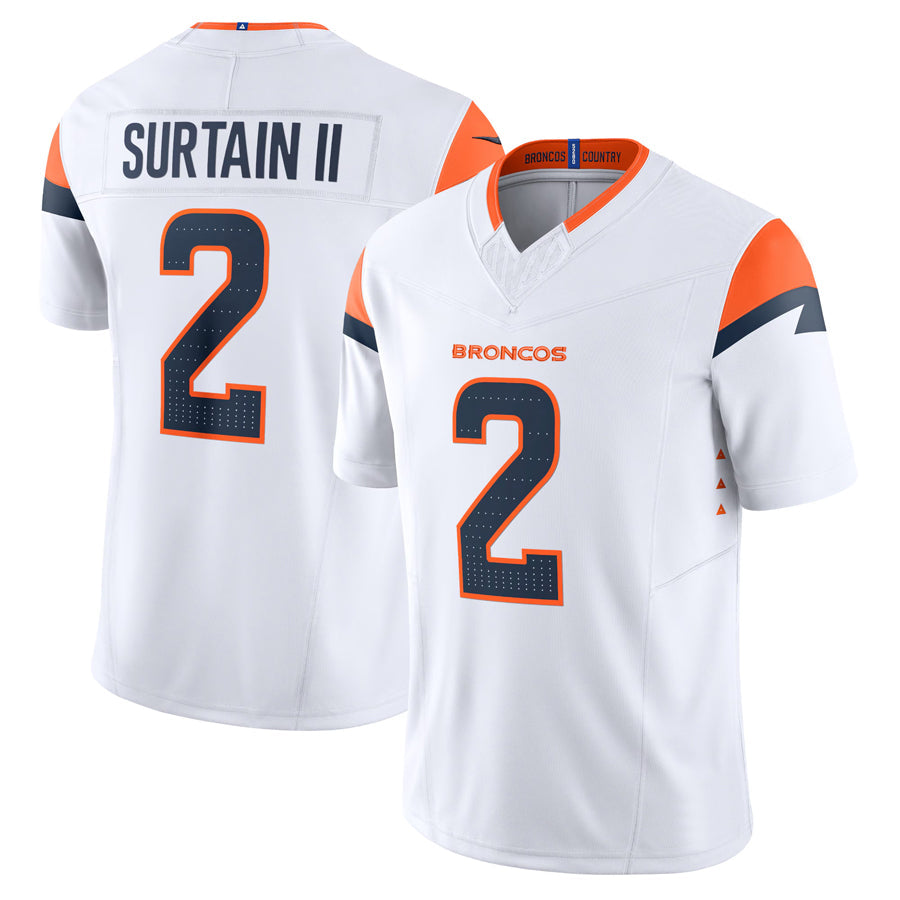 D.Broncos #2 Patrick Surtain II Player White Vapor F.U.S.E. Limited Football Jerseys
