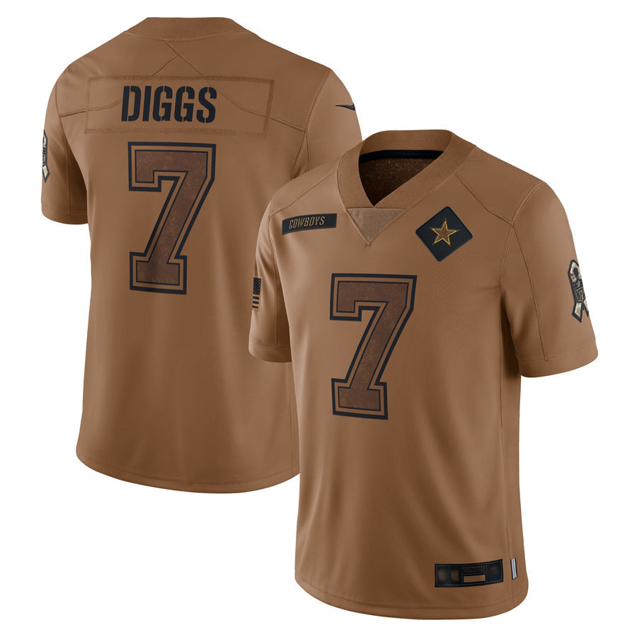 D.Cowboys #7 Trevon Diggs Player Brown Salute To Service Limited Football Jerseys
