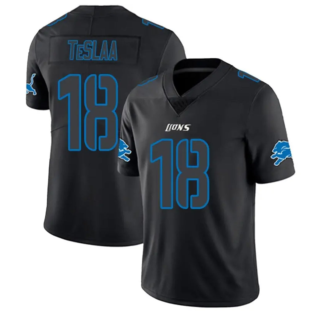 D.Lions #18 Isaac TeSlaa Player Limited Black Impact Game Football Jerseys