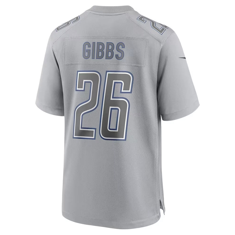 D.Lions #26 Jahmyr Gibbs Player GREY Atmosphere Game Football Jerseys