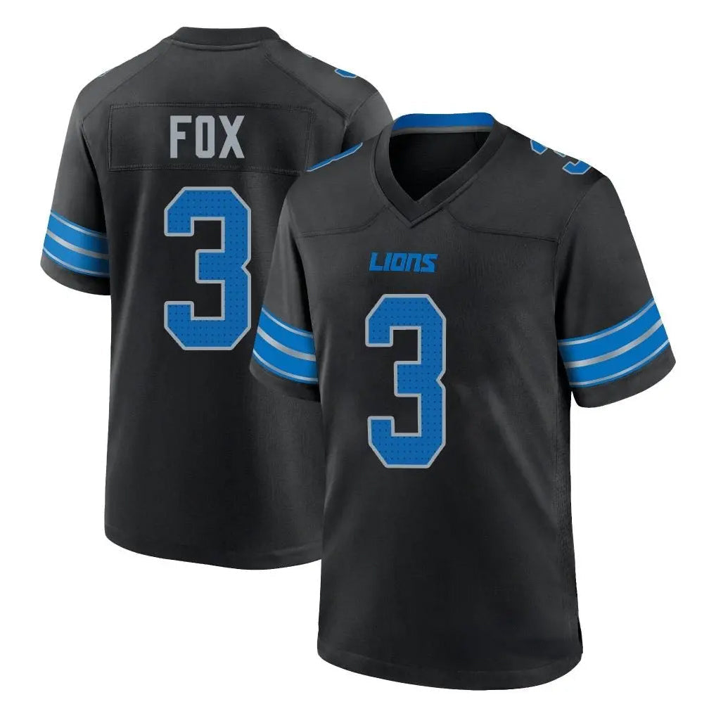 D.Lions #3 Jack Fox Player Black Home Game Football Jerseys